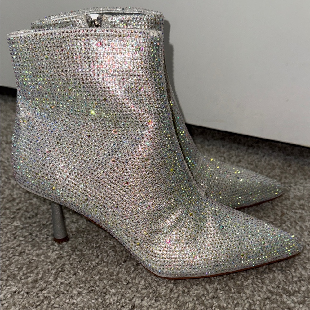 Silver Glitter Ankle Boots